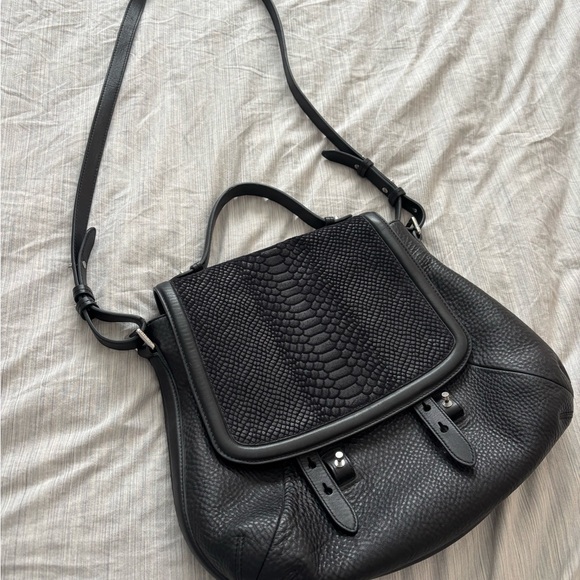 Mackage Handbags - Black Textured Leather Women’s Crossbody Satchel